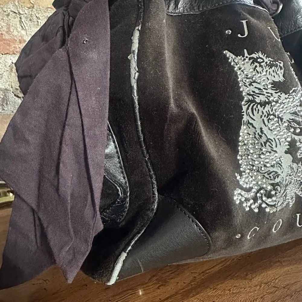 Vintage Y2K Juicy Couture Black Velour Daydreamer Bag